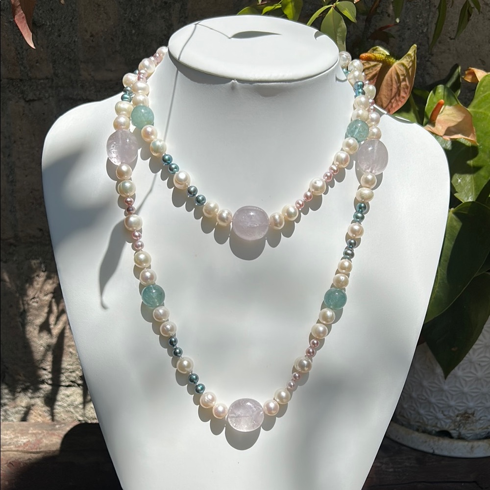Elegant Multi-Color Pearl Jade Necklace